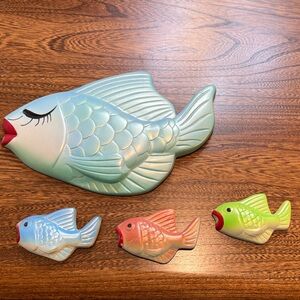 Vintage Miller Studios Chalkware Fish Decor Set